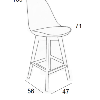 Σκαμπό Μπαρ Art Maison Ringsted - Gray Natural (47Χ56Χ70/105εκ.)