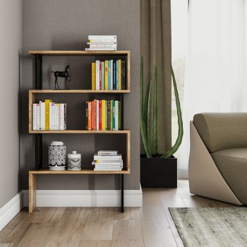 ΒΙΒΛΙΟΘΗΚΗ ART MAISON HELSTON - WALNUT BLACK (80x22x128 εκ.)