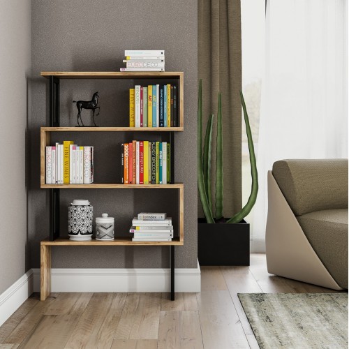 ΒΙΒΛΙΟΘΗΚΗ ART MAISON HELSTON - WALNUT BLACK (80x22x128 εκ.)