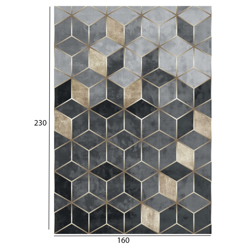 ΧΑΛΙ ΣΑΛΟΝΙΟΥ ΜΕ ΚΡΟΣΙΑ Art Maison Reston - Gray Gold Shapes (160x230εκ.)