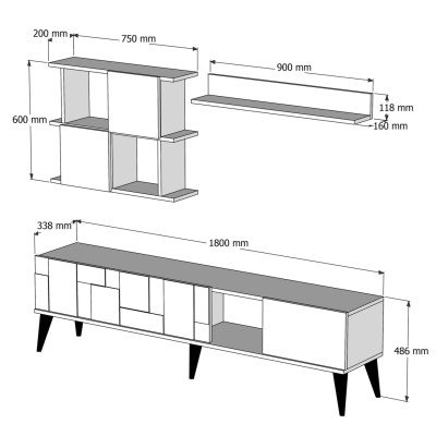 ΣΥΝΘΕΣΗ ΤΗΛΕΟΡΑΣΗΣ ART MAISON LONGMONT - WALNUT BLACK (180x33.8x48.6εκ.)