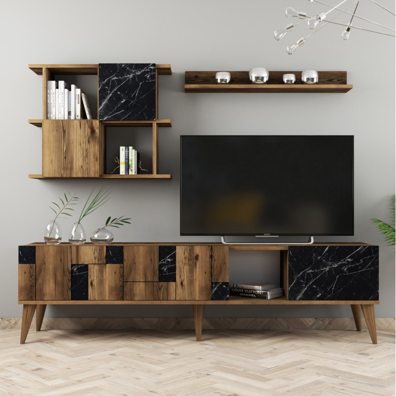 ΣΥΝΘΕΣΗ ΤΗΛΕΟΡΑΣΗΣ ART MAISON LONGMONT - WALNUT BLACK (180x33.8x48.6εκ.)