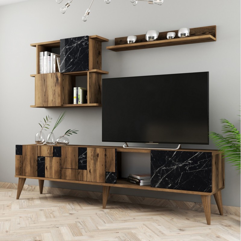 ΣΥΝΘΕΣΗ ΤΗΛΕΟΡΑΣΗΣ ART MAISON LONGMONT - WALNUT BLACK (180x33.8x48.6εκ.)