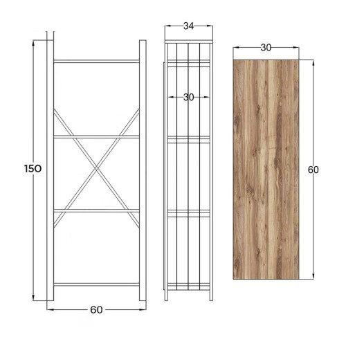 Βιβλιοθήκη Art Maison Nephi - Walnut Grey (60x30x150εκ.)