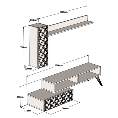 ΣΥΝΘΕΣΗ ΤΗΛΕΟΡΑΣΗΣ ART MAISON LITTLETON - WALNUT WHITE (150x37.2x37.8εκ.)