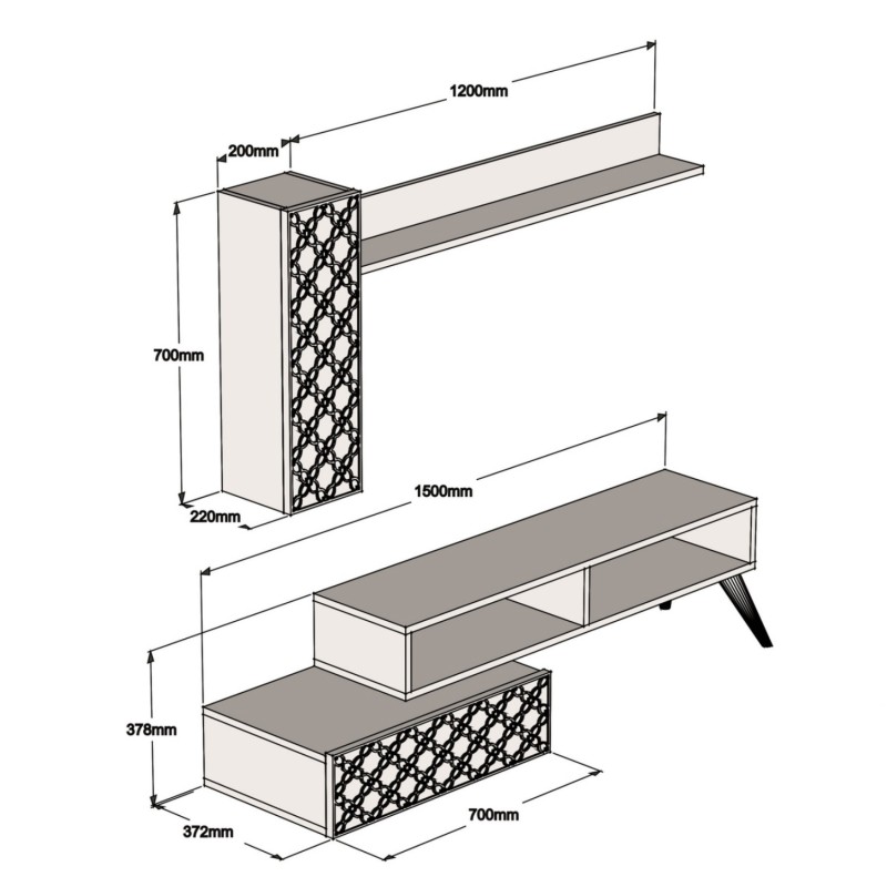 ΣΥΝΘΕΣΗ ΤΗΛΕΟΡΑΣΗΣ ART MAISON LITTLETON - WALNUT WHITE (150x37.2x37.8εκ.)