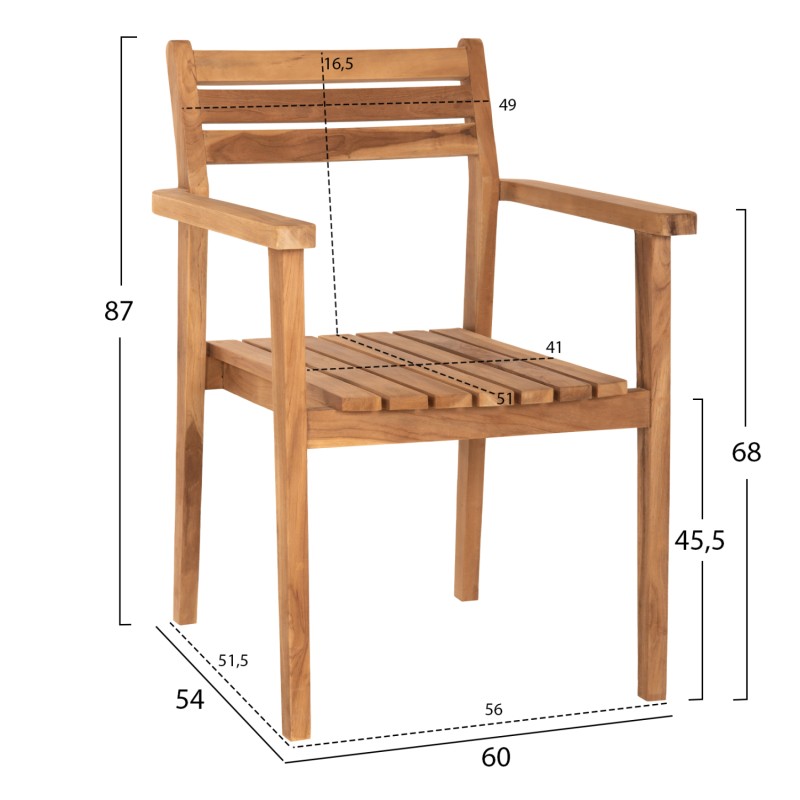 Καρέκλα Art Maison Amora - Wood Natural (60x54x87εκ.)