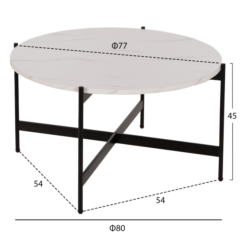 ΤΡΑΠΕΖΙ ΣΑΛΟΝΙΟΥ ART MAISON FRESNO - WHITE BLACK (Φ80x45εκ.)