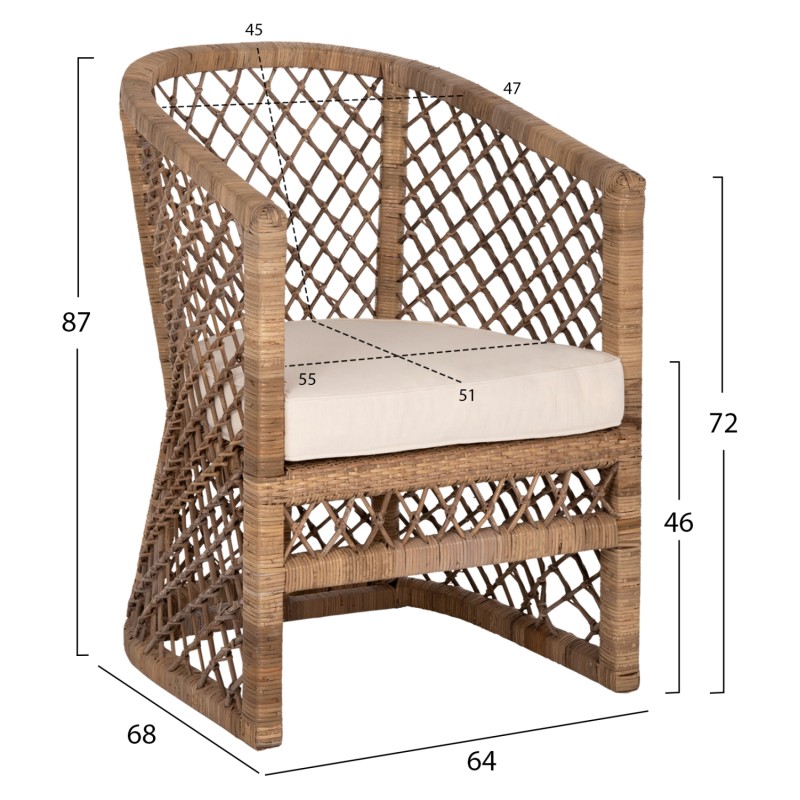 ΠΟΛΥΘΡΟΝΑ ART MAISON COUNCIL - NATURAL ECRU (64x68x87εκ.)