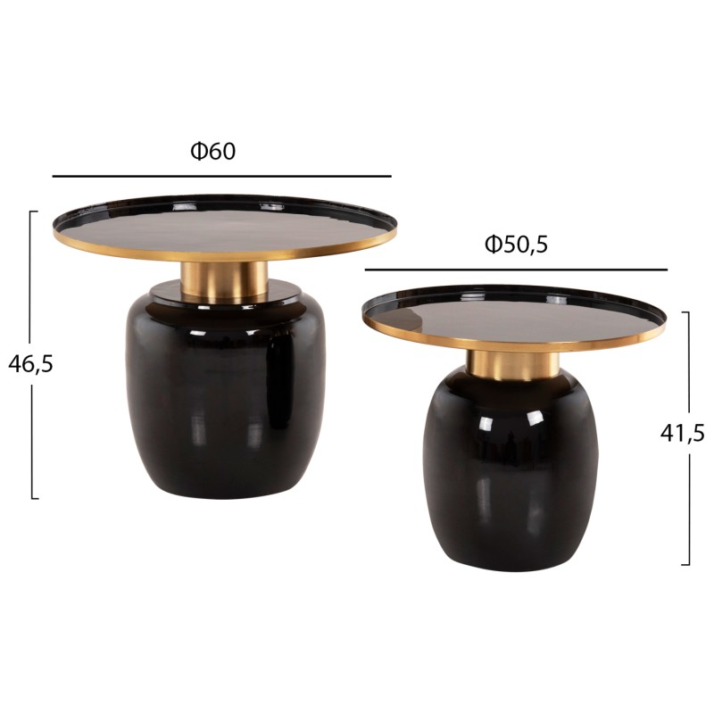 ΒΟΗΘΗΤΙΚΑ ΤΡΑΠΕΖΑΚΙΑ ART MAISON HUMENE - GOLD BLACK (Φ60&Φ50,5εκ.)