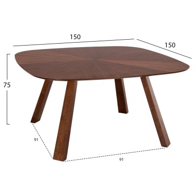 ΤΡΑΠΕΖΙ ΤΡΑΠΕΖΑΡΙΑΣ ART MAISON FULLERTON - WALNUT (150x150x75εκ.)