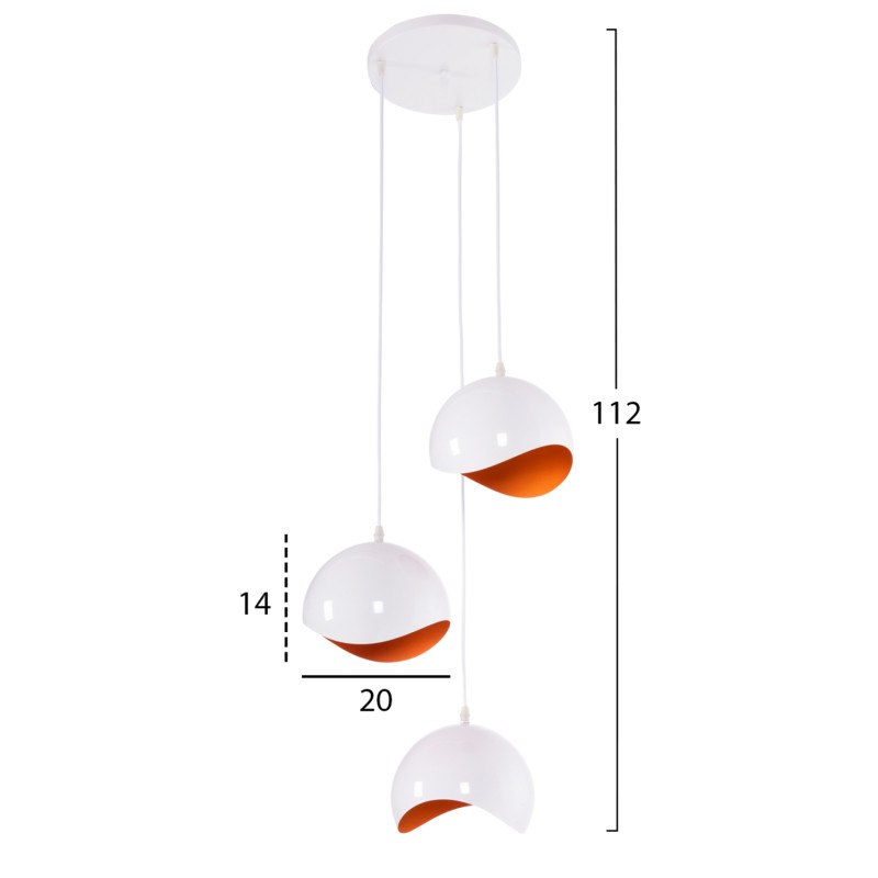 ΦΩΤΙΣΤΙΚΟ ΟΡΟΦΗΣ 3ΦΩΤΟ ART MAISON WATTS- WHITE ORANGE (Φ20x112cm)