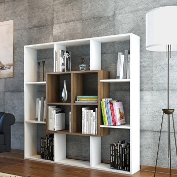 Βιβλιοθήκη Art Maison Besancon - White Walnut (136x22x136cm)