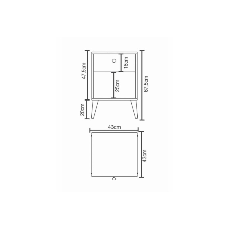 Κομοδίνο Art Maison Gassin - Charcoal White (43x43x67.5cm)