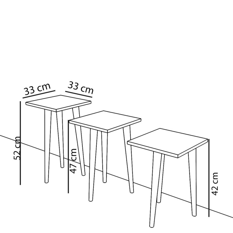 Τραπεζάκι Βοηθητικό 3 τμχ Art Maison Castillonnes - Beige (33x33x52/33x33x47/33x33x42cm)