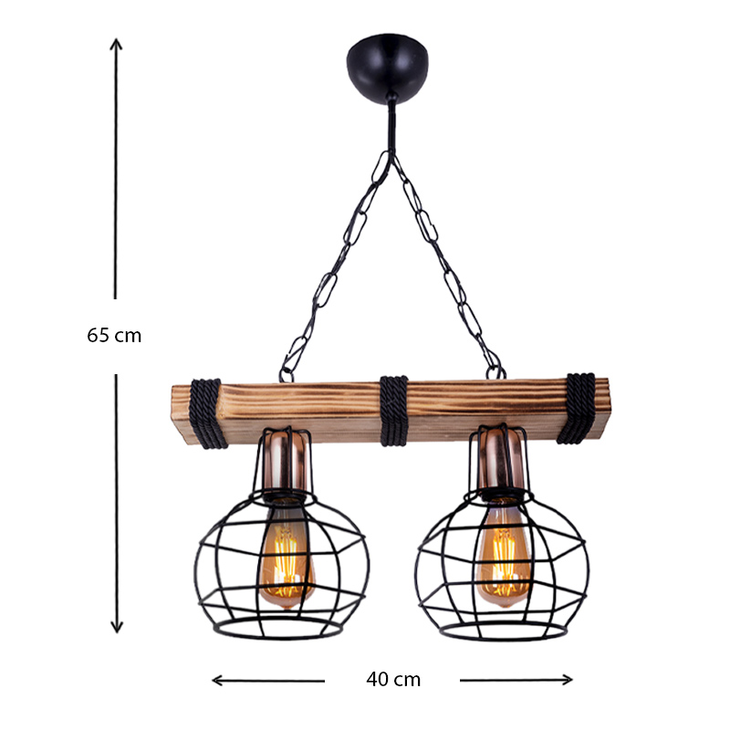 Φωτιστικό οροφής Δίφωτο Art Maison Κιμουριώτης - Black Walnut (40x15x65εκ.)