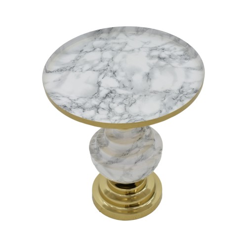 Βοηθητικό τραπέζι Art Maison Mokelumne - Grey Marble Gold (Φ41x44εκ.)