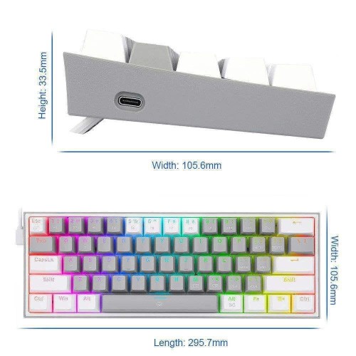 Gaming πληκτρολόγιο - Redragon K617 Fizz (White/Grey)