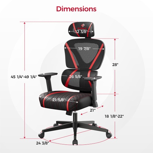 Gaming Καρέκλα - Eureka Ergonomic® ERK-GC06-R