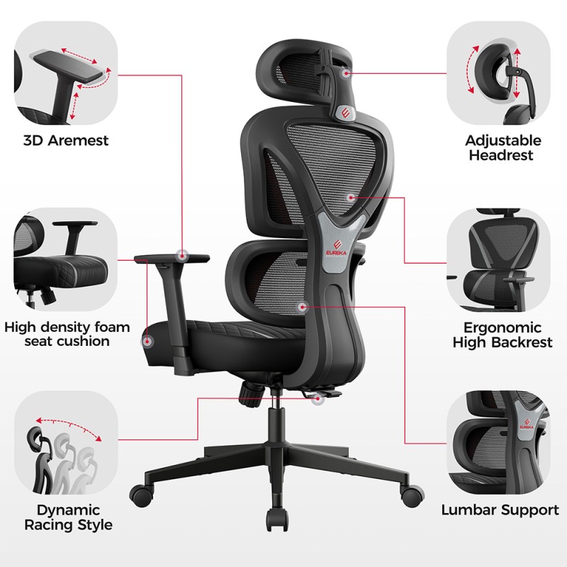 Gaming Καρέκλα - Eureka Ergonomic® ERK-GC06-GY