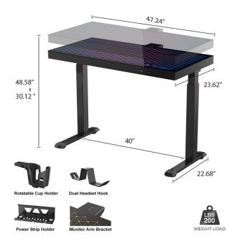 Gaming Γραφείο - Eureka Ergonomic® ERK-G47-V1-EU 120x60x75-122εκ.