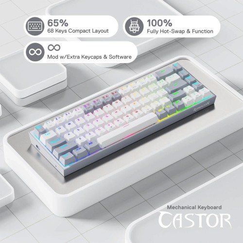 Gaming πληκτρολόγιο - Redragon K631WG-RGB (White/Grey)