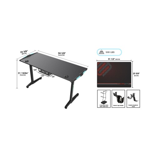 Gaming Γραφείο - Eureka Ergonomic® ERK-GIP-55B-V2-EU 148x60x79.5cm